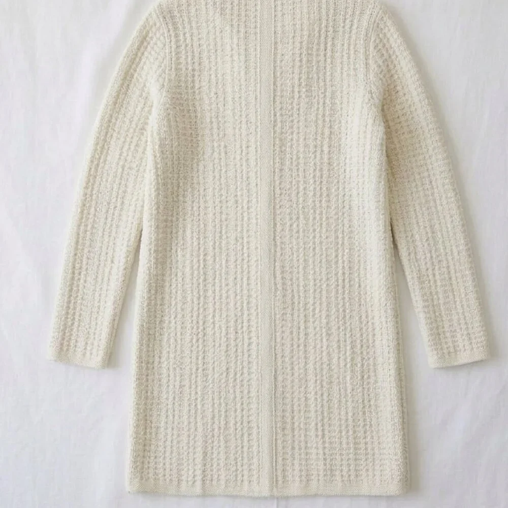 NWT Talbots Women's Textured Metallic Cream Knit Cardigan Coat L